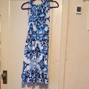 Blue and White Patterned Dress